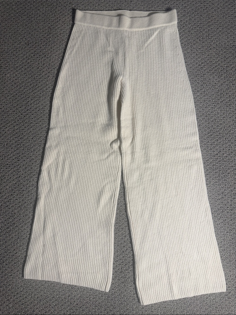 GAP Cream Ribbed Wide-Leg Knit Pants - Cozy Neutral- Small